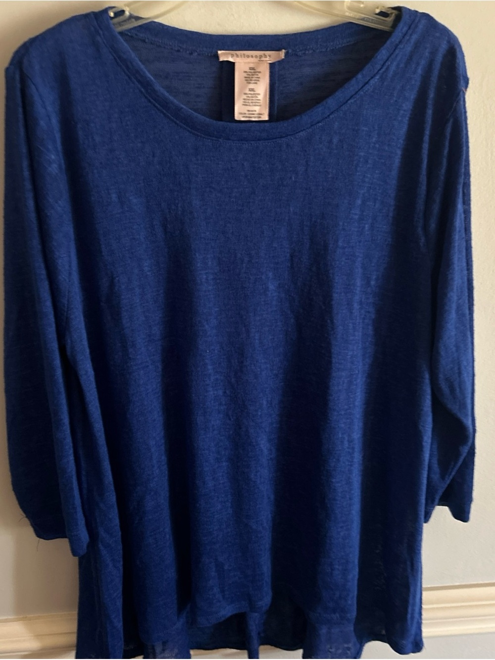 Philosophy Deep Blue Lightweight Scoop Neck Long Sleeve Top